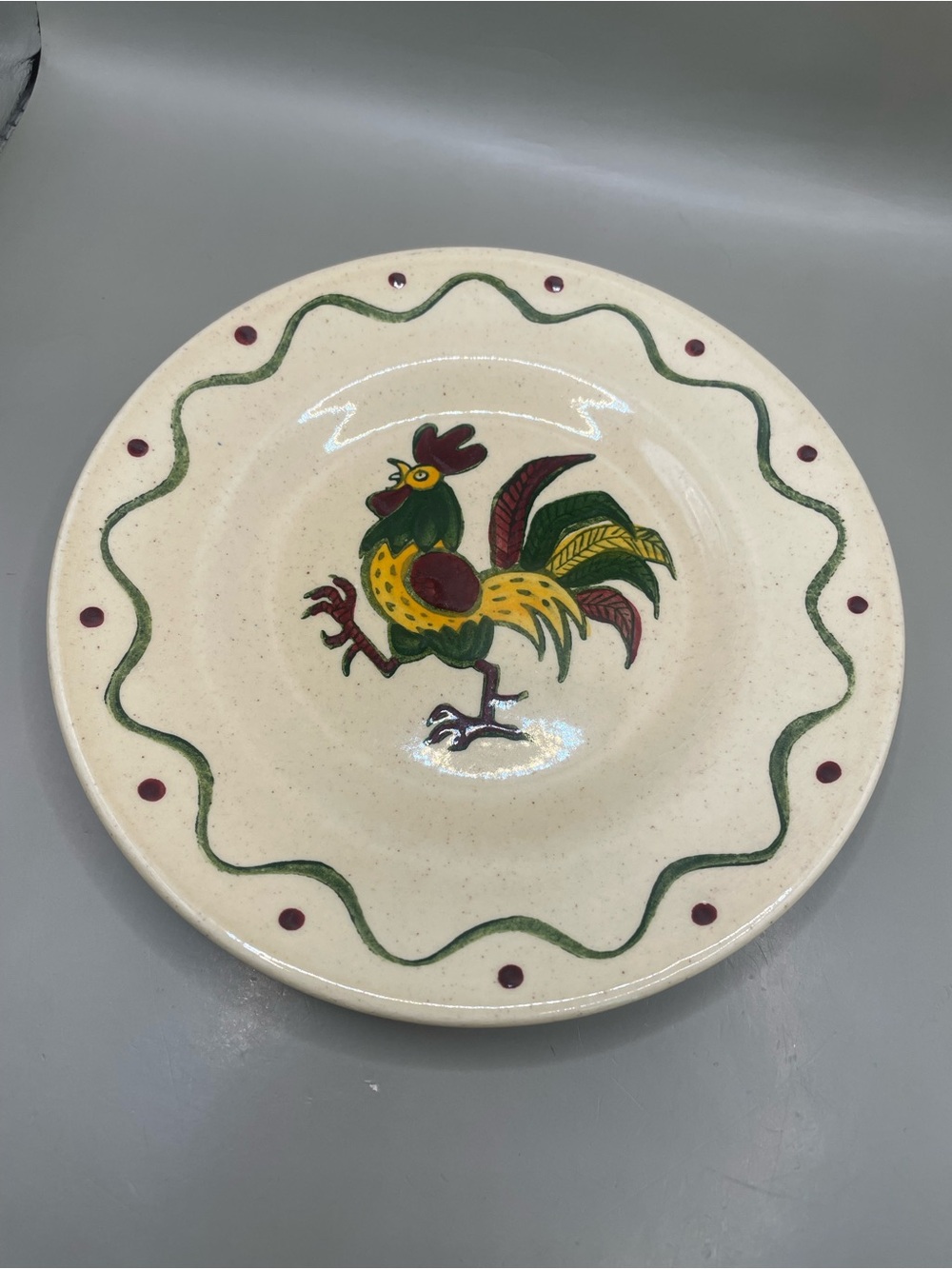 VTG READ California Provincial Metlox Poppy Trail Rooster Design Granny Plate